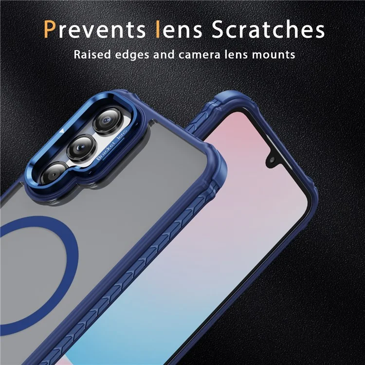 For Samsung Galaxy A16 5G Case with Lens Kickstand Matte Back Cover Compatible with MagSafe - Blue