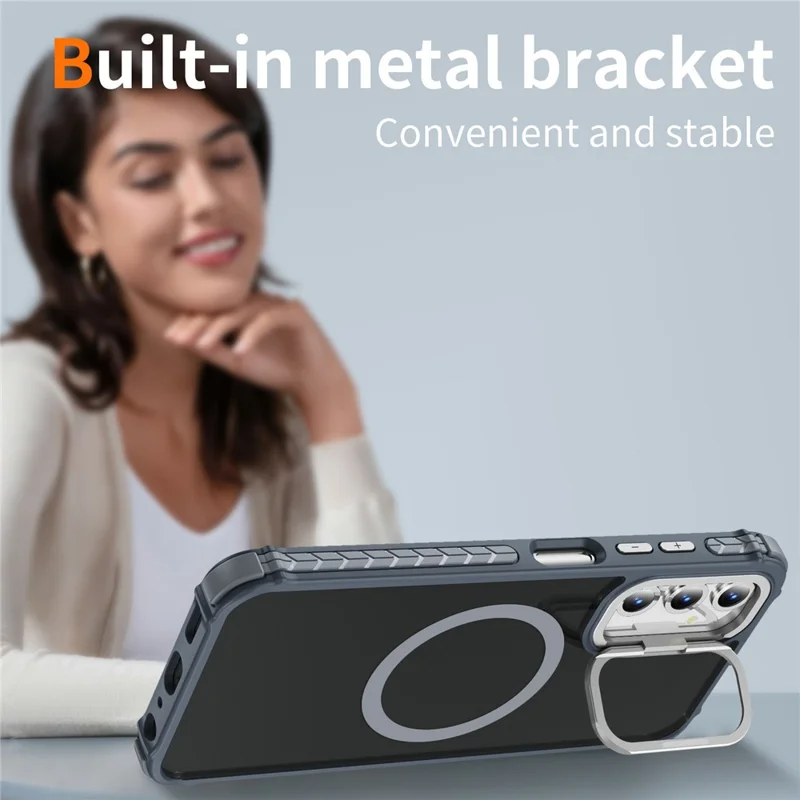 For Samsung Galaxy A35 5G Case with Lens Kickstand Matte Back Cover Magnetic Case - Grey