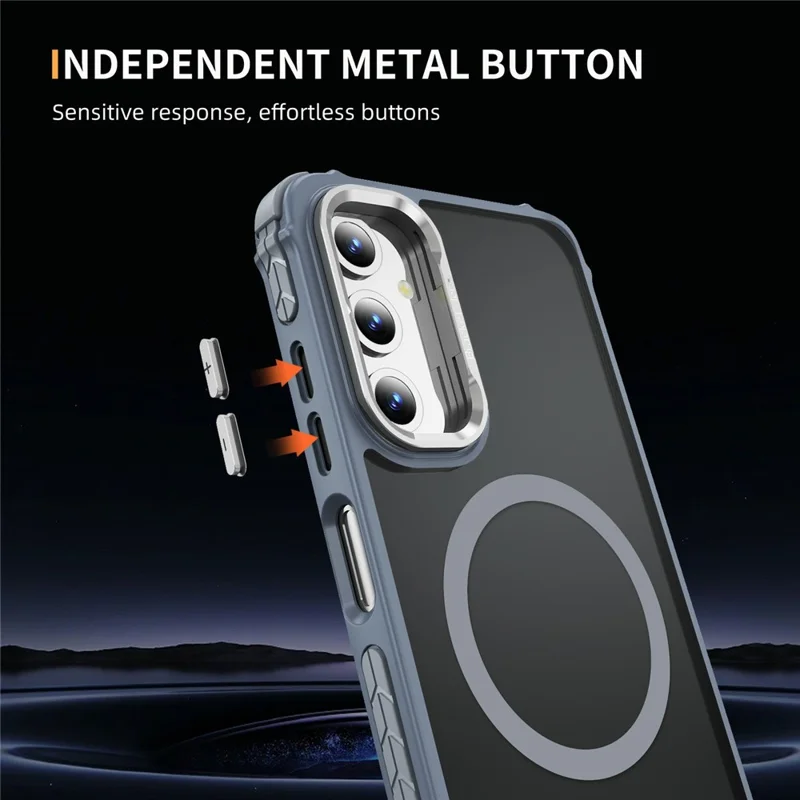 For Samsung Galaxy A35 5G Case with Lens Kickstand Matte Back Cover Magnetic Case - Grey