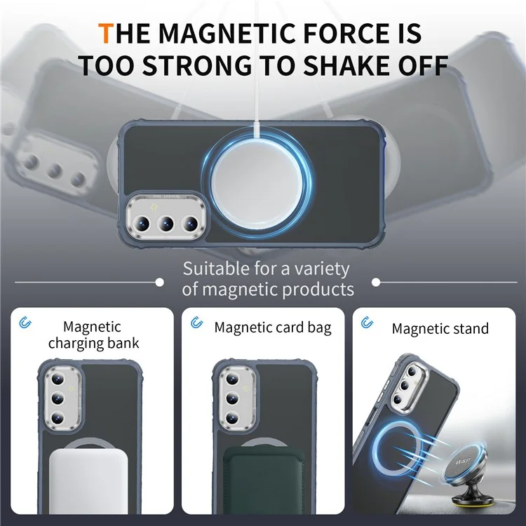 For Samsung Galaxy A55 5G Case with Lens Kickstand Matte Back Cover Compatible with MagSafe - Grey