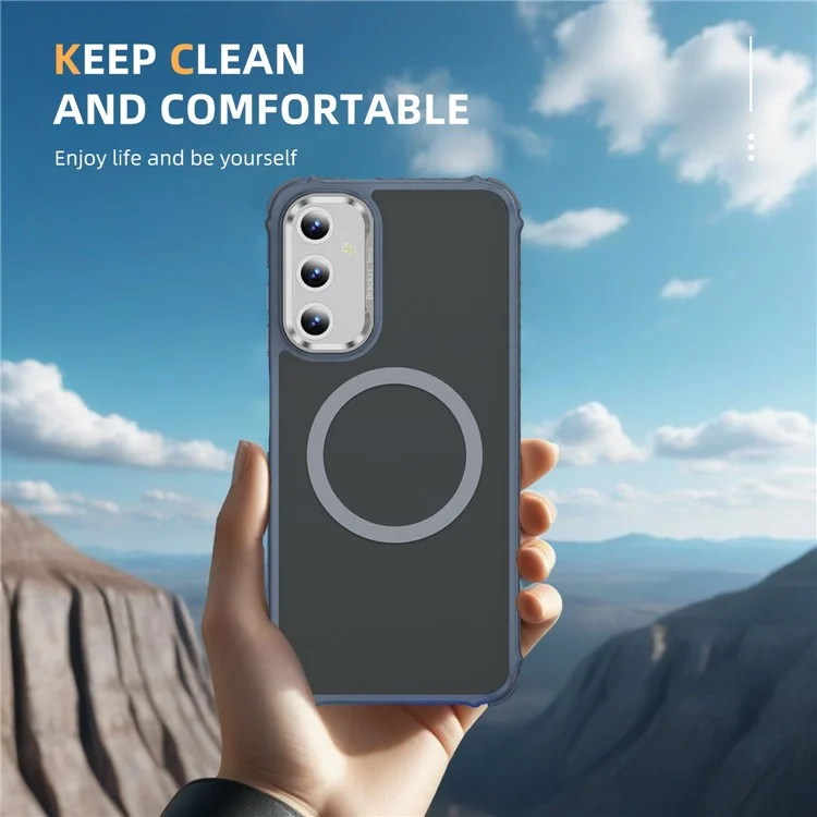 For Samsung Galaxy A55 5G Case with Lens Kickstand Matte Back Cover Compatible with MagSafe - Grey