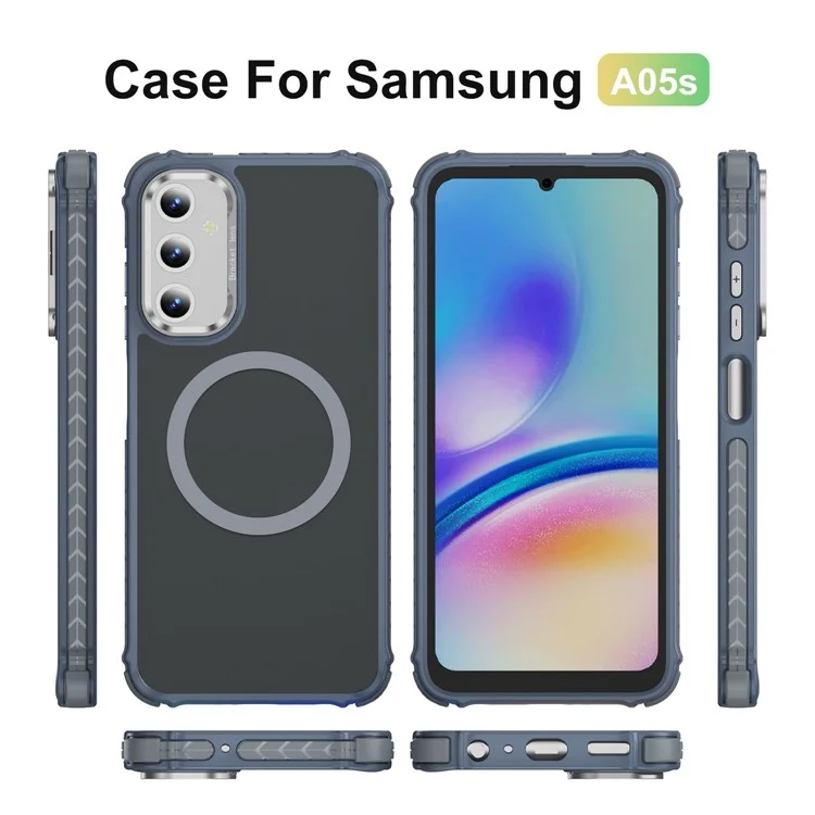 For Samsung Galaxy A55 5G Case with Lens Kickstand Matte Back Cover Compatible with MagSafe - Grey