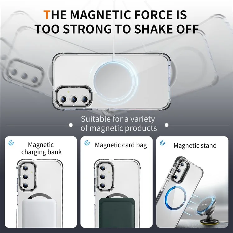 For Samsung Galaxy A16 5G  /  A16 4G Clear Phone Case with Lens Kickstand Cover Compatible with MagSafe - Black