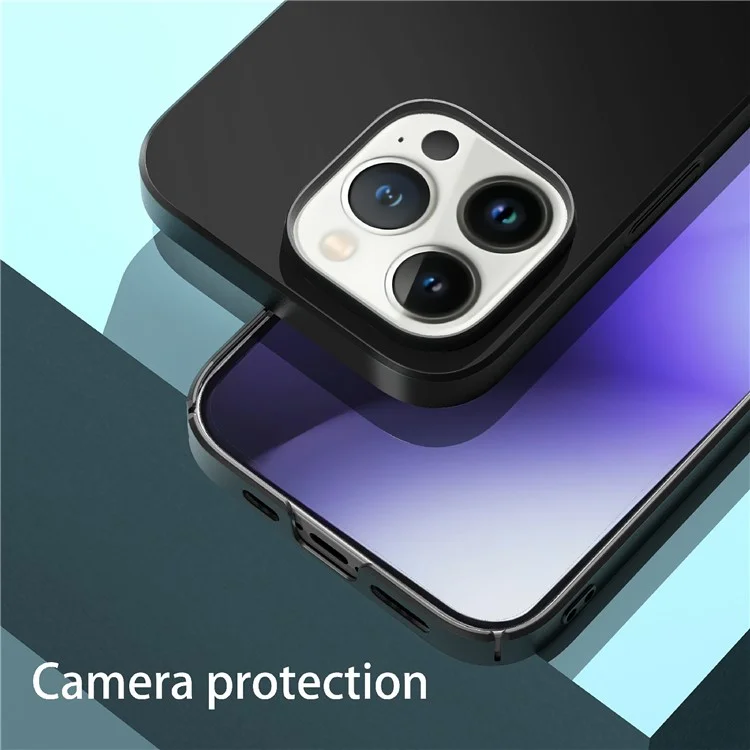 Für iPhone 14 Pro stoßfeste einfarbige Anti-Kratz-Kameraschutzhülle PC-Handyhülle Mobile Phone Back Cover - Schwarz