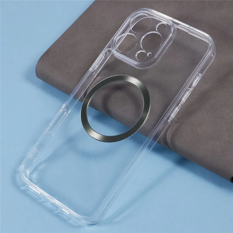 For iPhone 16 Pro Case Compatible with MagSafe CD Vein TPU+Acrylic Phone Cover - Green