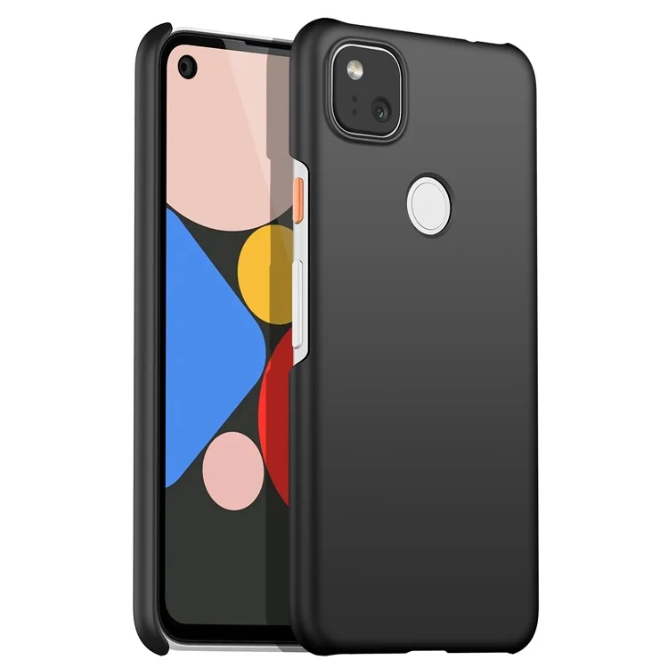 For Google Pixel 4a 4G Mobile Phone Cover Hard Plastic Shockproof Solid Color Cell Phone Back Case - Black