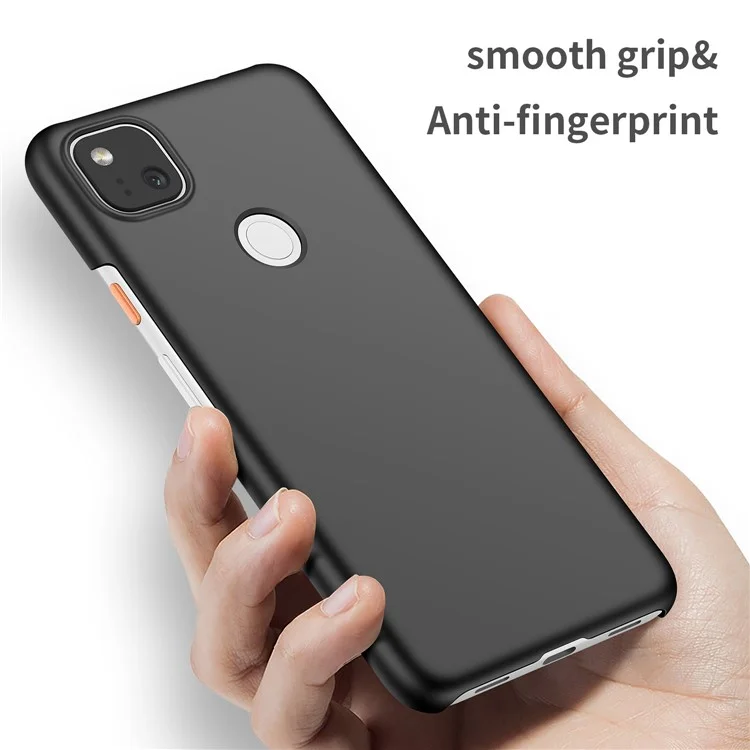 For Google Pixel 4a 4G Mobile Phone Cover Hard Plastic Shockproof Solid Color Cell Phone Back Case - Black