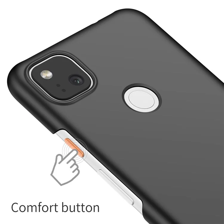 For Google Pixel 4a 4G Mobile Phone Cover Hard Plastic Shockproof Solid Color Cell Phone Back Case - Black