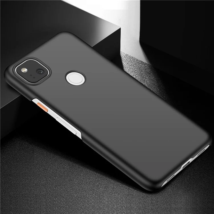 For Google Pixel 4a 4G Mobile Phone Cover Hard Plastic Shockproof Solid Color Cell Phone Back Case - Black