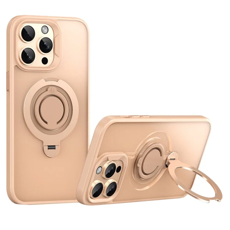 Coque pour iPhone 13 Pro 6,1 pouces compatible avec MagSafe, support, PC mat + TPU, couvercle de téléphone avec anneau en silicone - Or