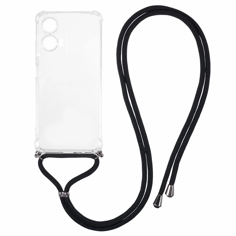 For Motorola Moto G35 5G Case Reinforced Corner TPU Clear Phone Cover with Lanyard