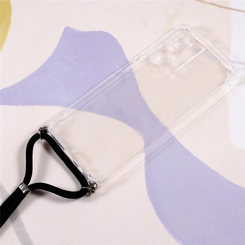 For Motorola Moto G35 5G Case Reinforced Corner TPU Clear Phone Cover with Lanyard