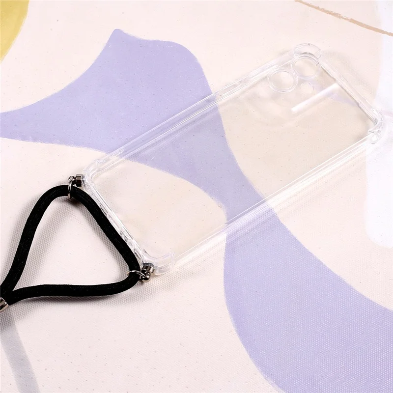 For Motorola Moto G55 5G Case Reinforced Corner TPU Clear Phone Cover with Lanyard