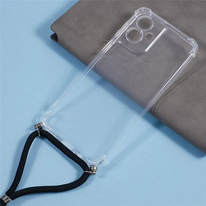 For Motorola Moto G55 5G Case Reinforced Corner TPU Clear Phone Cover with Lanyard
