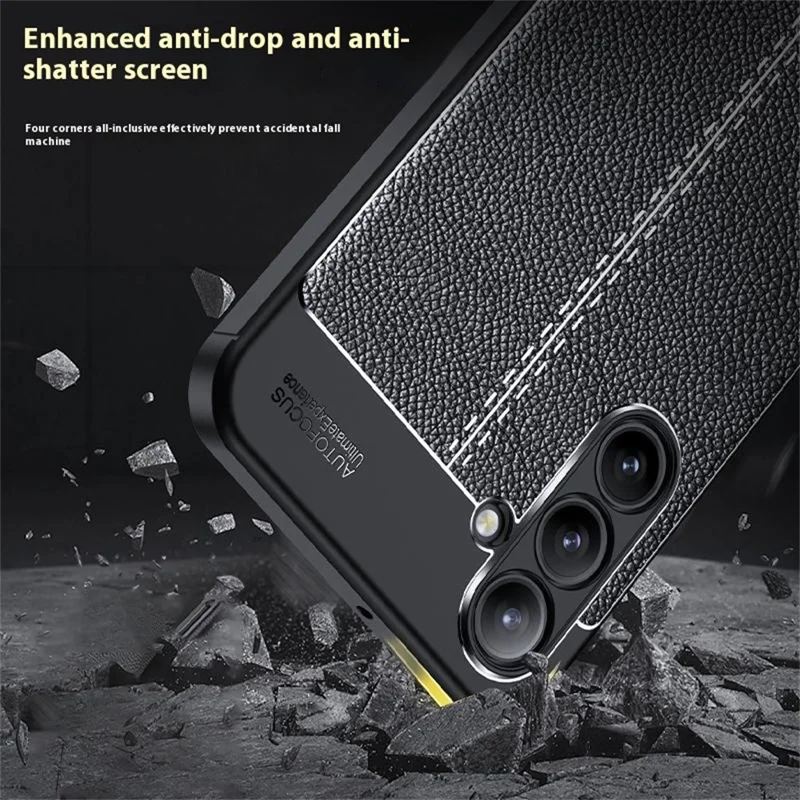 For Samsung Galaxy A16 5G / 4G Case Litchi Texture TPU Flexible Phone Cover, Black