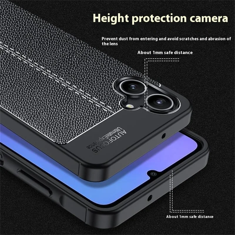 Obudowa do Samsung Galaxy A06 4G, pokryta teksturą lichee, giętka obudowa z TPU, czarna