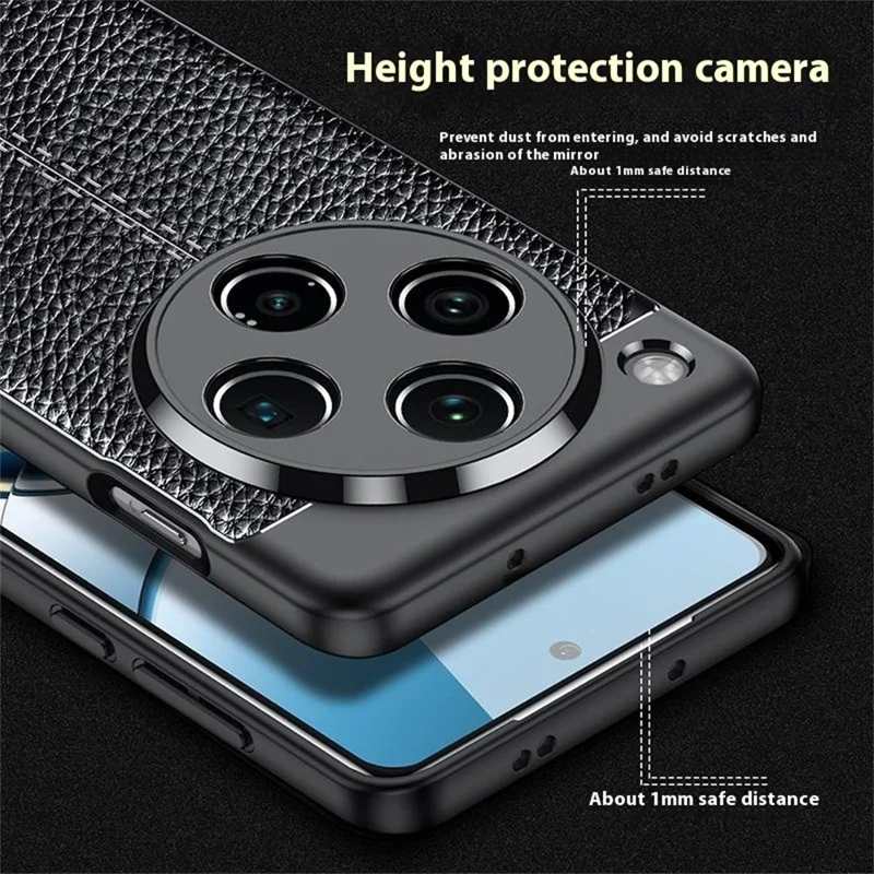 For Oppo Find X8 Pro 5G Case Litchi-struktur TPU Fleksibel telefonbeskyttelse, Sort