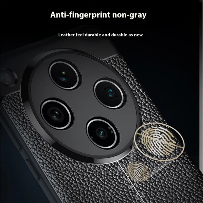 For Oppo Find X8 Pro 5G Case Litchi-struktur TPU Fleksibel telefonbeskyttelse, Sort