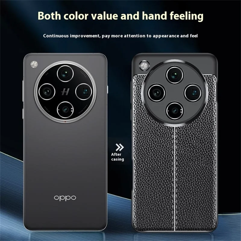 For Oppo Find X8 Pro 5G Case Litchi-struktur TPU Fleksibel telefonbeskyttelse, Sort