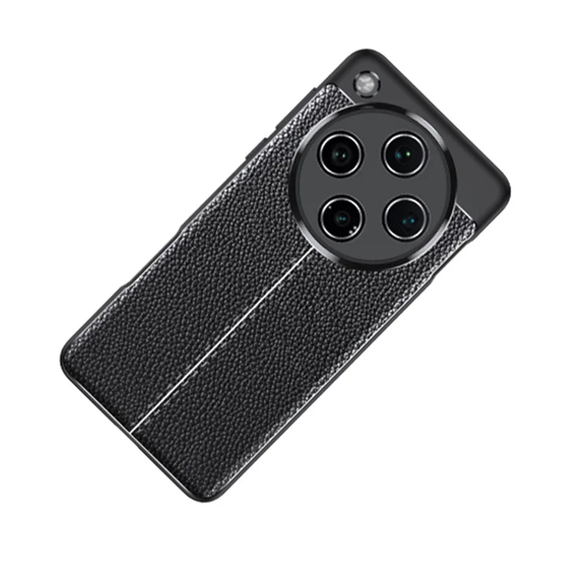 غطاء هاتف مرن من مادة TPU بملمس تشبه تفاح الكانتون لجهاز Oppo Find X8 5G، أسود