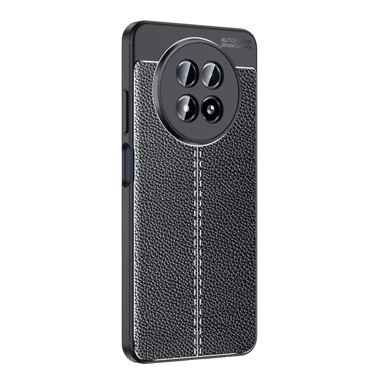 Funda para Realme 13 5G, textura de piel de litchi, cubierta flexible de TPU, color negro