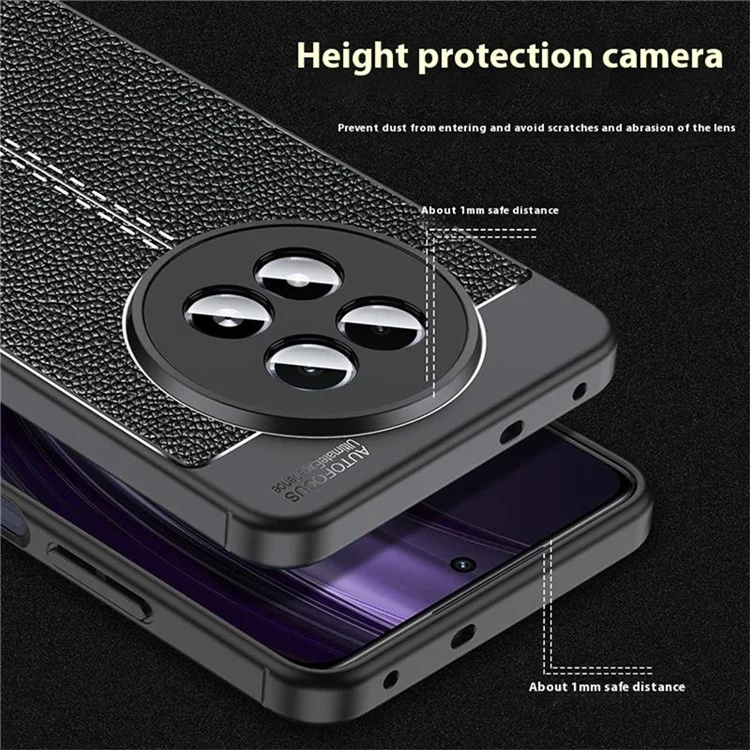 Funda para Realme 13 5G, textura de piel de litchi, cubierta flexible de TPU, color negro