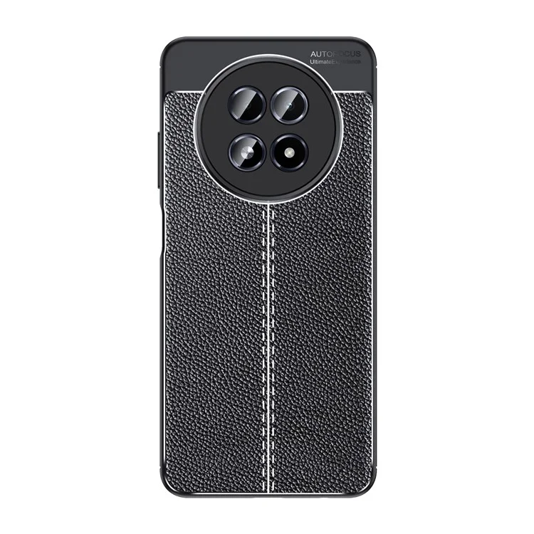 Funda para Realme 13 5G, textura de piel de litchi, cubierta flexible de TPU, color negro