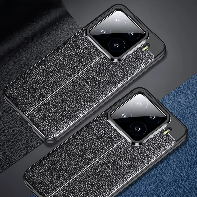 Xiaomi 15 Pro hylse med linnedekstur i TPU, fleksibel telefonbeskyttelse, sort