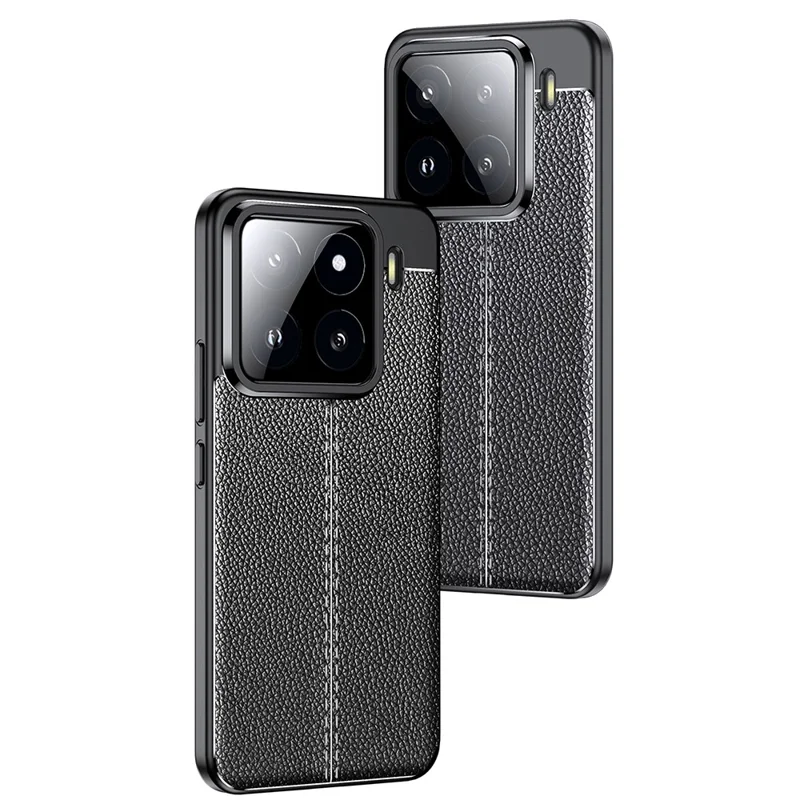 Xiaomi 15 Pro hylse med linnedekstur i TPU, fleksibel telefonbeskyttelse, sort