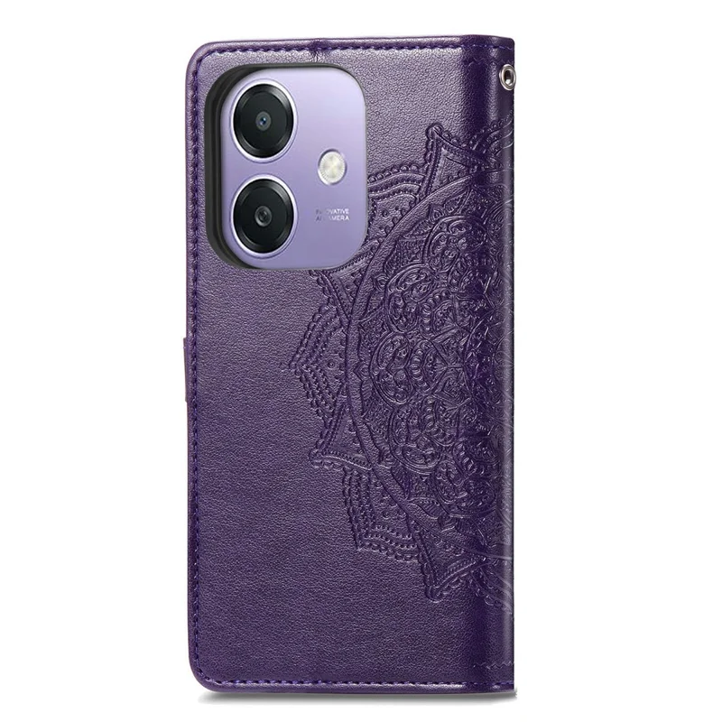 For Oppo A3x 5G Wallet Case Mandala Flower Leather Phone Cover Stand View - Purple