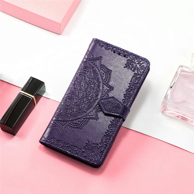 For Oppo A3x 5G Wallet Case Mandala Flower Leather Phone Cover Stand View - Purple
