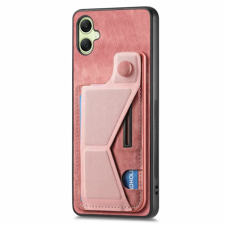 Capa para Samsung Galaxy A06 Retro Leather Back Cover Slot de Cartão Suporte Lateral - Rosa