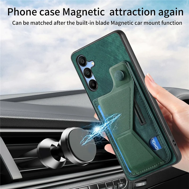 Для Samsung Galaxy A16 5G чехол Retro Leather Back Cover Card Slot Side Kickstand - Черный