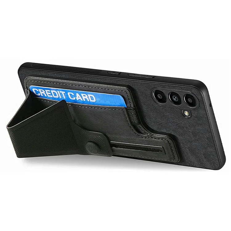 Capa para Samsung Galaxy S24 FE Retro Leather Back Cover Slot de Cartão Suporte Lateral - Preto