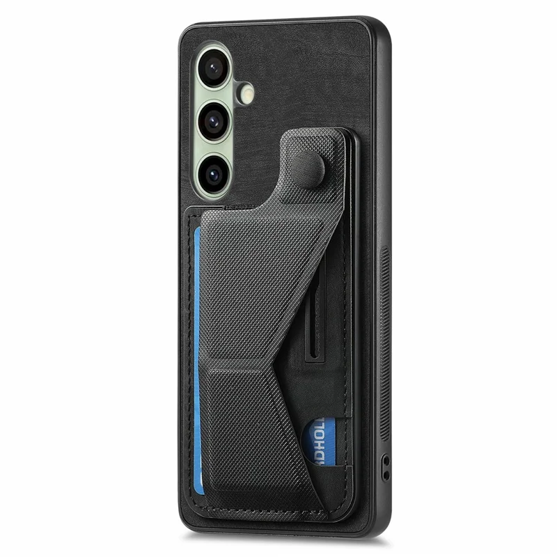 Capa para Samsung Galaxy S24 FE Retro Leather Back Cover Slot de Cartão Suporte Lateral - Preto