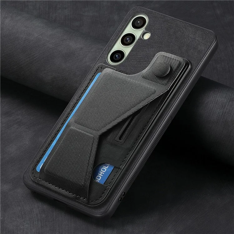 Capa para Samsung Galaxy S24 FE Retro Leather Back Cover Slot de Cartão Suporte Lateral - Preto