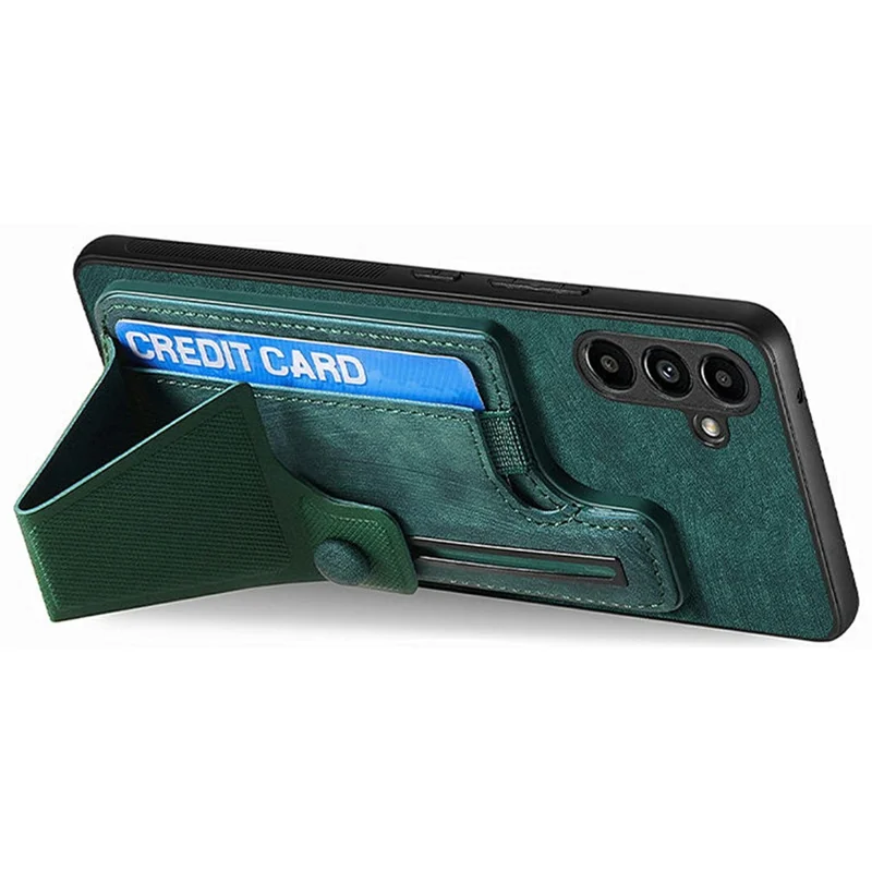 For Samsung Galaxy S24 FE Case Retro Leather Back Cover Card Slot Side Kickstand - Green