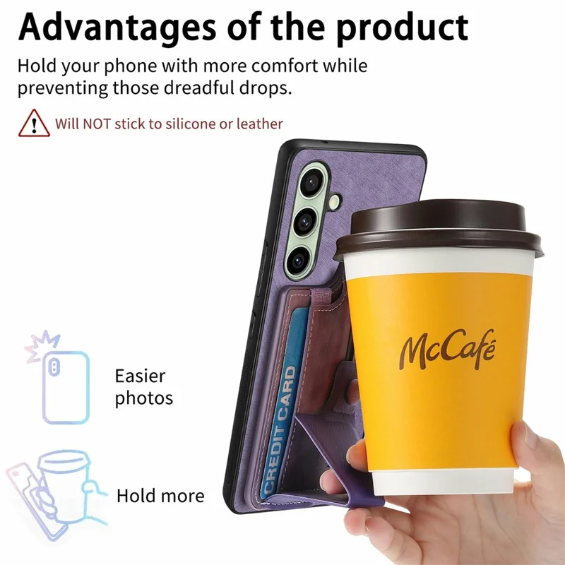 For Samsung Galaxy S24 FE Case Retro Leather Back Cover Card Slot Side Kickstand - Green