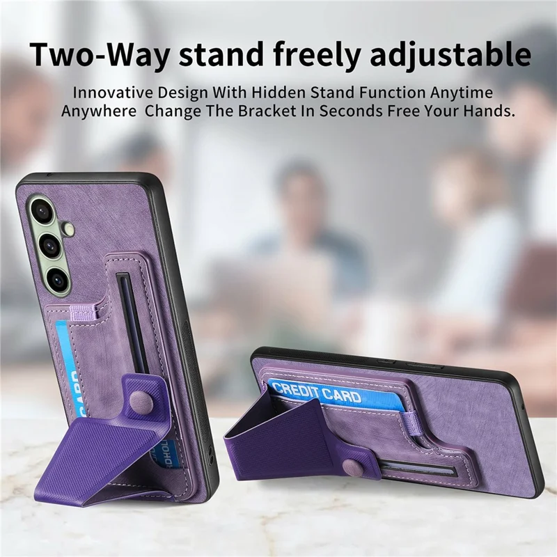 For Samsung Galaxy S24 FE Case Retro Leather Back Cover Card Slot Side Kickstand - Green