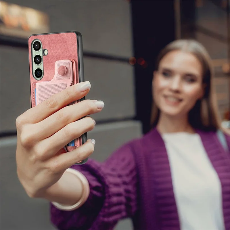 For Samsung Galaxy S24 FE Case Retro Leather Back Cover Card Slot Side Kickstand - Green