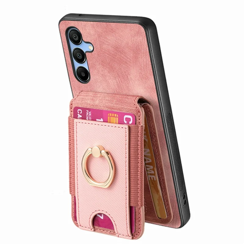 Étui pour Samsung Galaxy A16 4G / 5G avec support pour carte amovible et coque arrière en cuir - Rose
