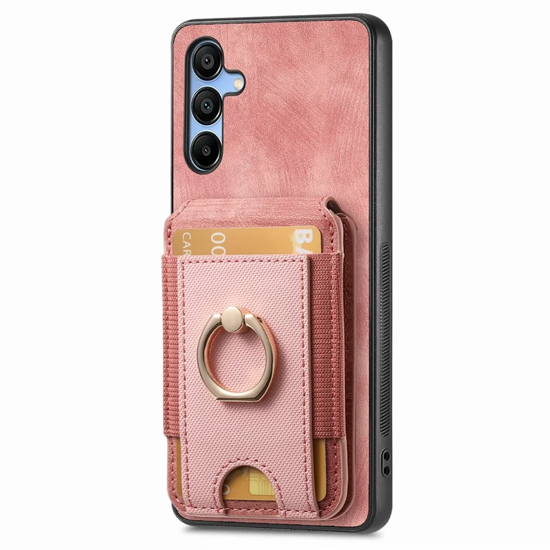 Étui pour Samsung Galaxy A16 4G / 5G avec support pour carte amovible et coque arrière en cuir - Rose