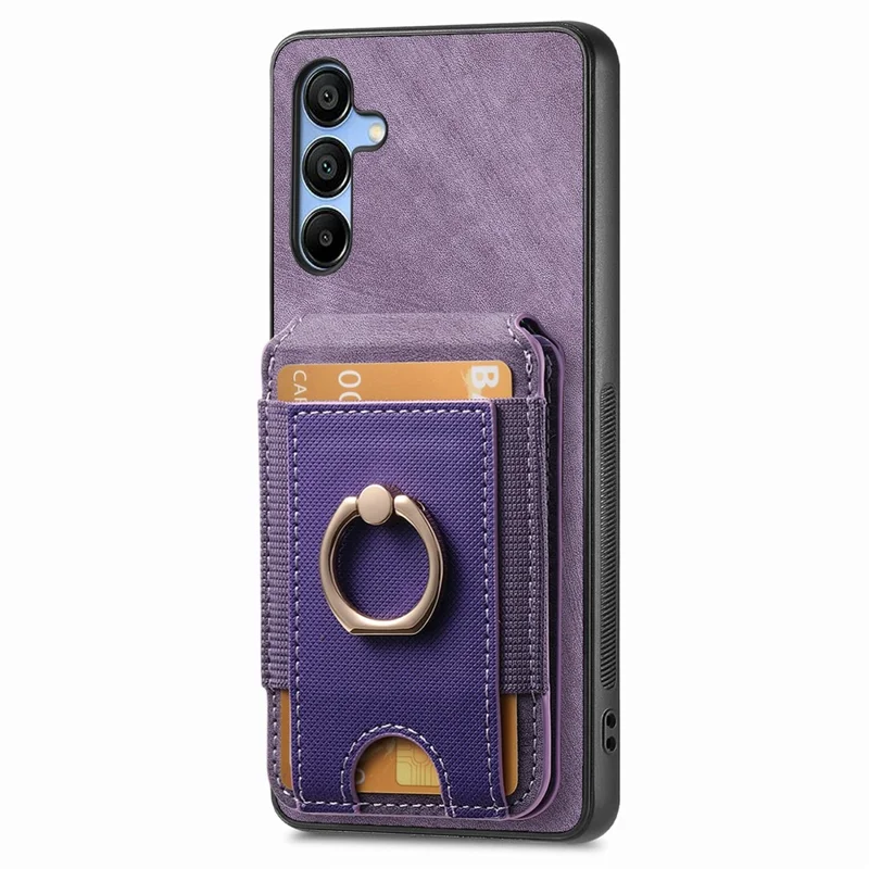 For Samsung Galaxy A16 4G / 5G Case with Detachable Card Holder Kickstand Leather Back Cover - Purple