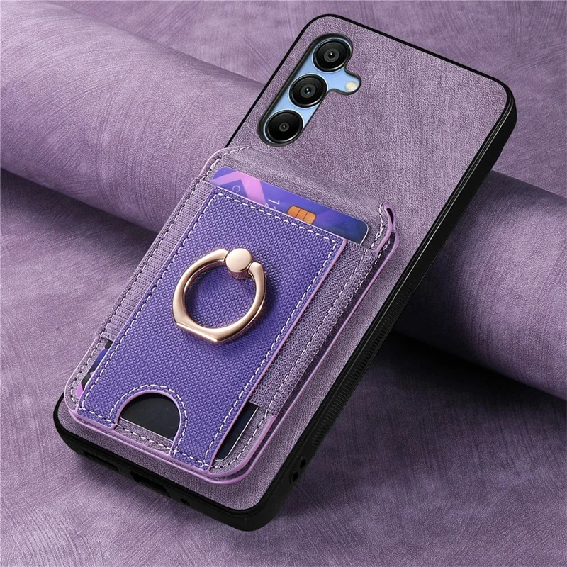 For Samsung Galaxy A16 4G / 5G Case with Detachable Card Holder Kickstand Leather Back Cover - Purple