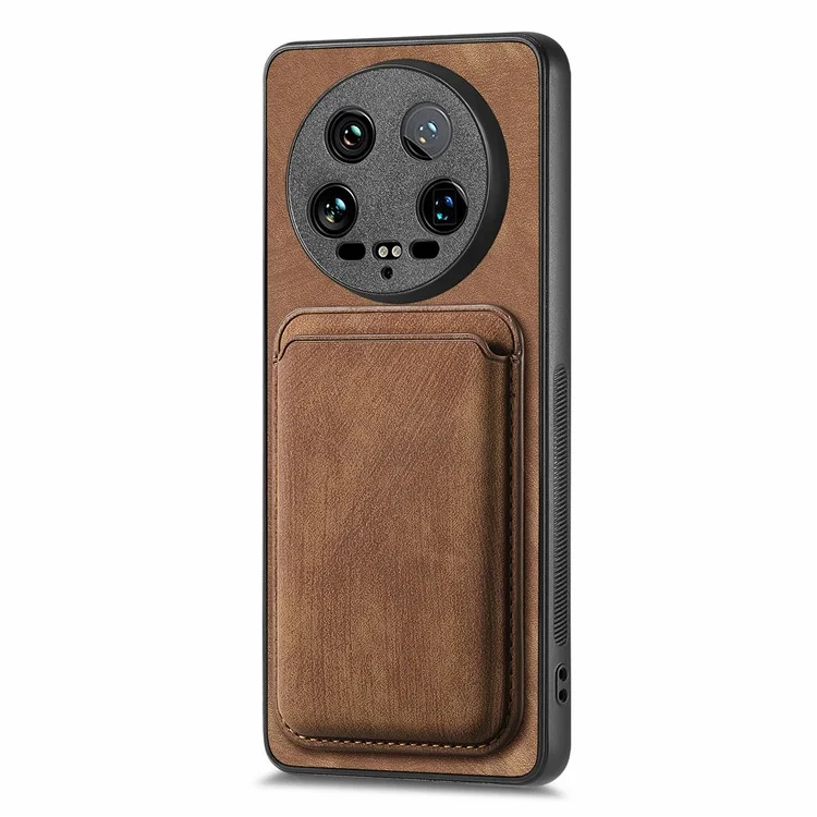 For Xiaomi 14 Ultra Case Leather+TPU Retro Phone Cover with Detachable Card Slot - Brown
