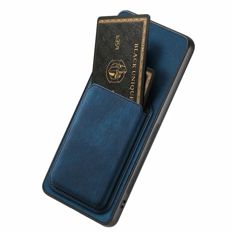Funda para Samsung Galaxy S24 FE de cuero + TPU, funda de teléfono retro con ranura para tarjeta desmontable - Azul