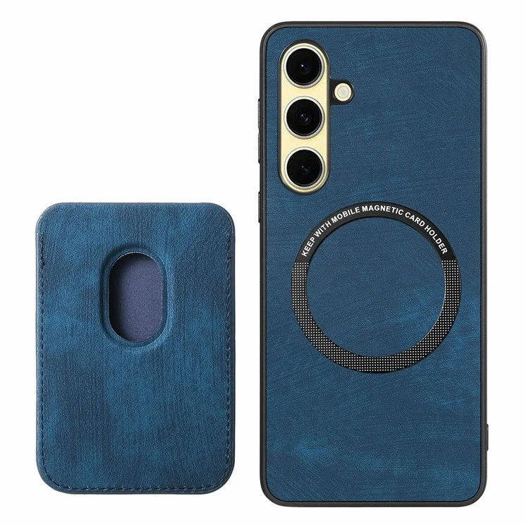 Funda para Samsung Galaxy S24 FE de cuero + TPU, funda de teléfono retro con ranura para tarjeta desmontable - Azul
