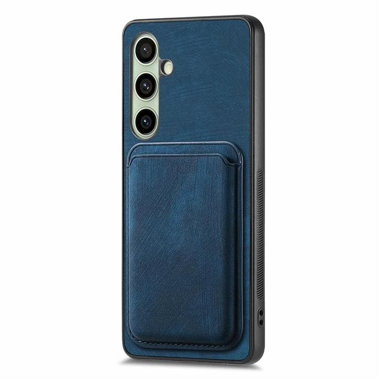 Funda para Samsung Galaxy S24 FE de cuero + TPU, funda de teléfono retro con ranura para tarjeta desmontable - Azul