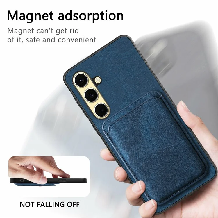 Funda para Samsung Galaxy S24 FE de cuero + TPU, funda de teléfono retro con ranura para tarjeta desmontable - Azul