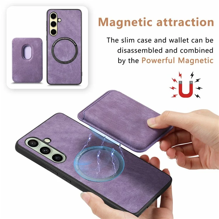 Funda para Samsung Galaxy S24 FE de cuero + TPU, funda de teléfono retro con ranura para tarjeta desmontable - Azul
